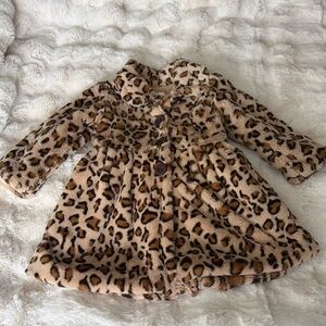 American Widgeon Leopard Print Faux Fur Coat 4T